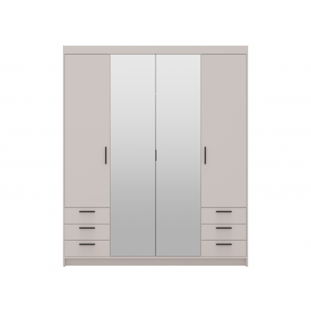 Szeroka szafa z lustrem szufladami 176 cm garderoba TRINO beżowa